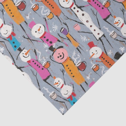 Leuke Gekke sneeuwpoppen Drink hete cacao Tissuepapier (Detail)