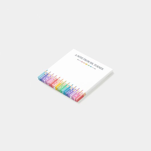 Leuke gekleurde potloden brief van schoolleerkrach post-it® notes (Schuin)