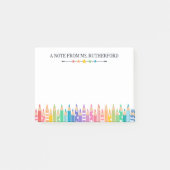 Leuke gekleurde potloden briefje van schooljuf post-it® notes (Voorkant)