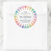 Leuke gekleurde potloden Eigenschap Leraar's Class Ronde Sticker (Tas)