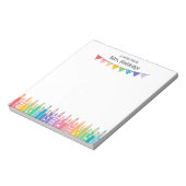 Leuke gekleurde potloden notitie van schoolleraar notitieblok (Linkerzijde)