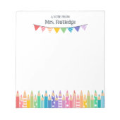 Leuke gekleurde potloden notitie van schoolleraar notitieblok (Voorkant)