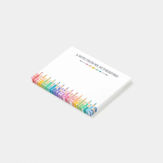 Leuke gekleurde potloden notitie van schoolleraar post-it® notes (Schuin)