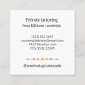 Leuke gekleurde potloden & sterren Art Teacher Tut Vierkante Visitekaartje (Achterkant)