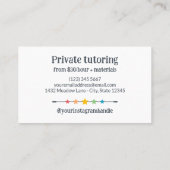 Leuke gekleurde potloden & sterren Art Teacher Tut Visitekaartje (Achterkant)