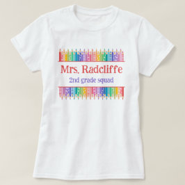 Leuke gekleurde potloden sterren naam leraar t-shirt