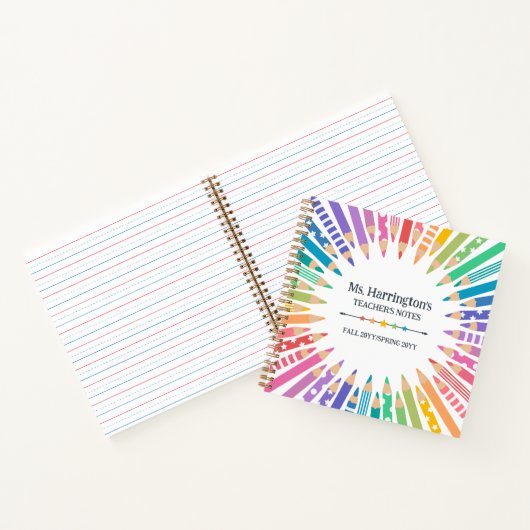 Leuke gekleurde potloden & sterren Teacher's Notes Notitieboek (Binnen)