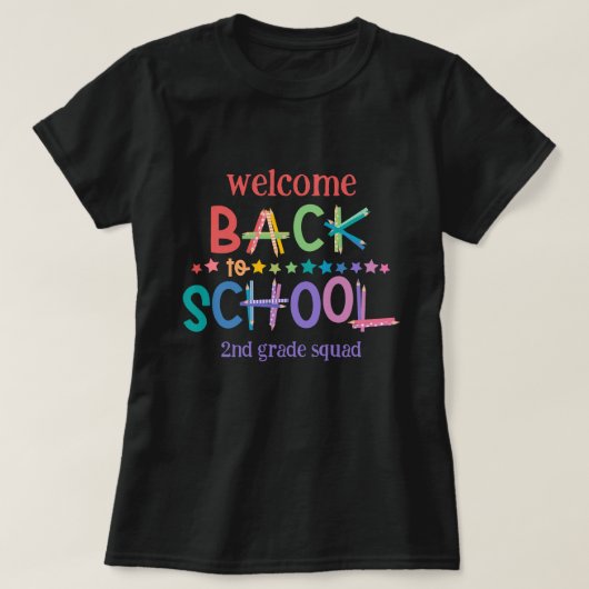 Leuke gekleurde potloden sterren welkom terug naar t-shirt (Design voorkant)
