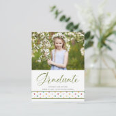 Leuke gekoesterde groene Polka Dots Afstudeerder F Briefkaart (Staand voorkant)