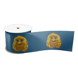 Leuke Gele Bigfoot met Grote Blauwe Ogen Satijnen Lint