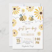 Leuke Gele Bijen en Zonnebloem Eerste Bijendag Kaart (Voorkant)