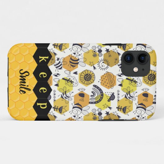 Leuke gele bijen iPhone Case (Achterkant (horizontaal))