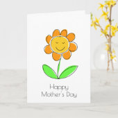 Leuke gele bloem Cartoon Happy Mothers Day Kaart (Gele Bloem)