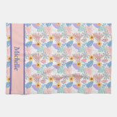 Leuke Gele Bloemen Kleurrijke Bladeren patroon Naa Theedoek (Horizontaal)