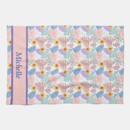 Leuke Gele Bloemen Kleurrijke Bladeren patroon Naa Theedoek