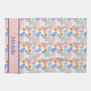 Leuke Gele Bloemen Kleurrijke Bladeren patroon Naa Theedoek