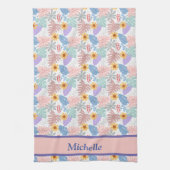 Leuke Gele Bloemen Kleurrijke Bladeren patroon Naa Theedoek (Verticaal)