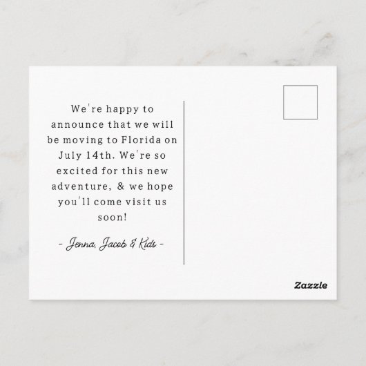 Leuke gele bloemenvogels Nieuw adres aankondiging Briefkaart (Achterkant)