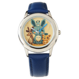 Leuke gele cartoon dieren Rond Kussen Horloge