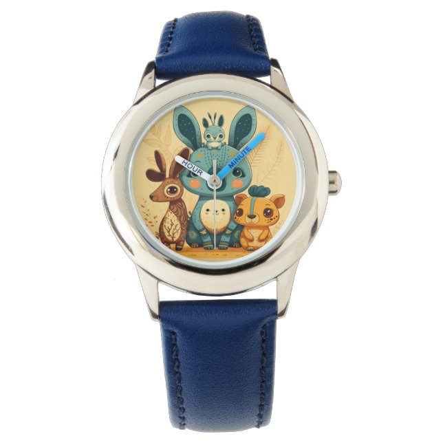 Leuke gele cartoon dieren Rond Kussen Horloge (Voorkant)