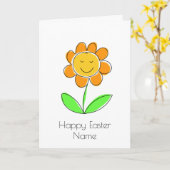 Leuke gele Cartoon Happy Easter Kaart (Gele Bloem)