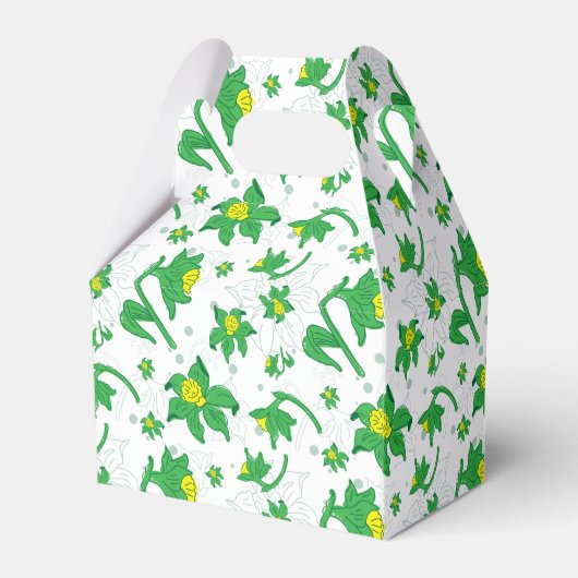 Leuke gele Daffodil gepersonaliseerde illustratie Bedankdoosjes (Achterkant)