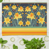 Leuke Gele Daffodils Aangepaste Naam of Citaat Sti Theedoek (Gevouwen)