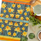 Leuke Gele Daffodils Aangepaste Naam of Citaat Sti Theedoek