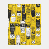 Leuke gele doodle katten miauw fleece deken (Voorkant)