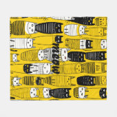 Leuke gele doodle katten miauw fleece deken (Voorkant (Horizontaal))