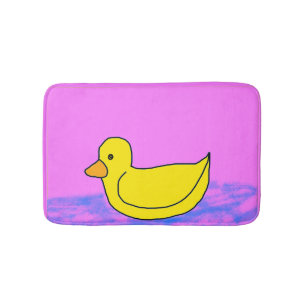 Leuke gele eend op roze badmat