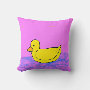 Leuke gele eend op roze Sierkussen