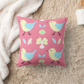 Leuke Gele en Blauwe Vogel Patroon Worp Kussen (Deken)