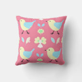 Leuke Gele en Blauwe Vogel Patroon Worp Kussen (Achterkant)