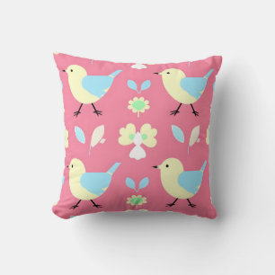 Leuke Gele en Blauwe Vogel Patroon Worp Kussen