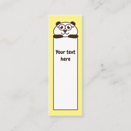 Leuke gele panda bladwijzer memo mini visitekaartje (Voorkant)