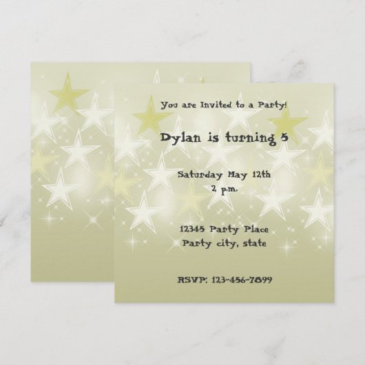 Leuke gele sterren gepersonaliseerde verjaardag ui kaart (Voorkant / Achterkant)