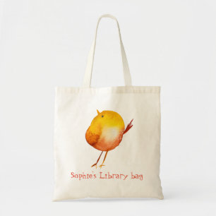 Leuke gele vogel bibliotheek tas