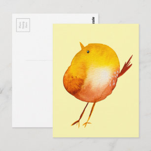 Leuke gele vogel waterverf briefkaart