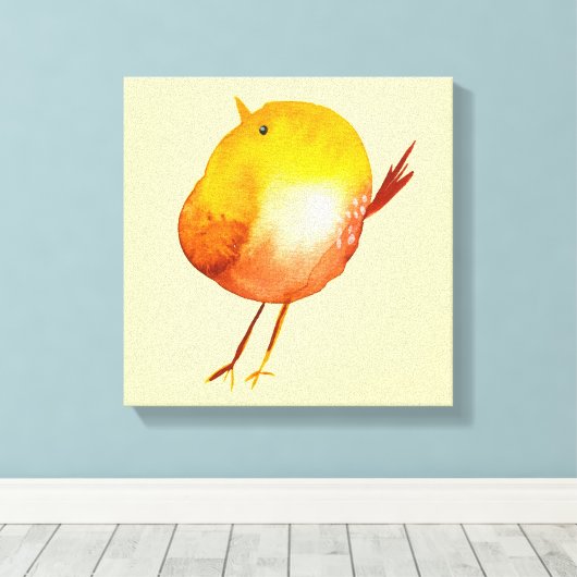 Leuke gele vogel waterverf canvas afdruk (Insitu (Houten vloer))