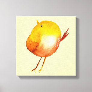 Leuke gele vogel waterverf canvas afdruk
