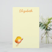 Leuke gele vogel waterverf kunst briefpapier (Staand voorkant)