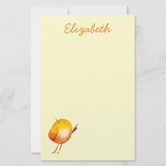 Leuke gele vogel waterverf kunst briefpapier (Voorkant)
