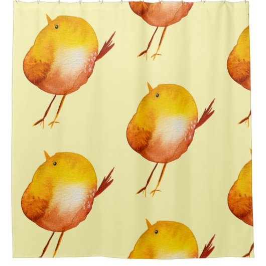 Leuke gele vogel waterverf kunst douchegordijn (Voorkant)