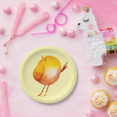 Leuke gele vogel waterverf kunst papieren bordje (Feest)