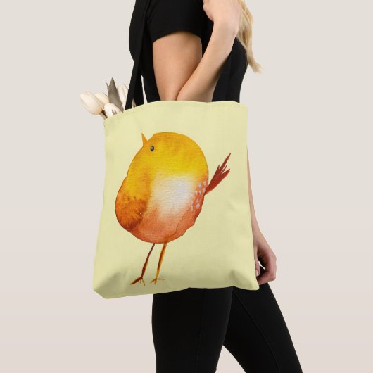 Leuke gele vogel waterverf kunst tote bag (Dichtbij)