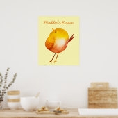Leuke gele vogel waterverf poster (Keuken)