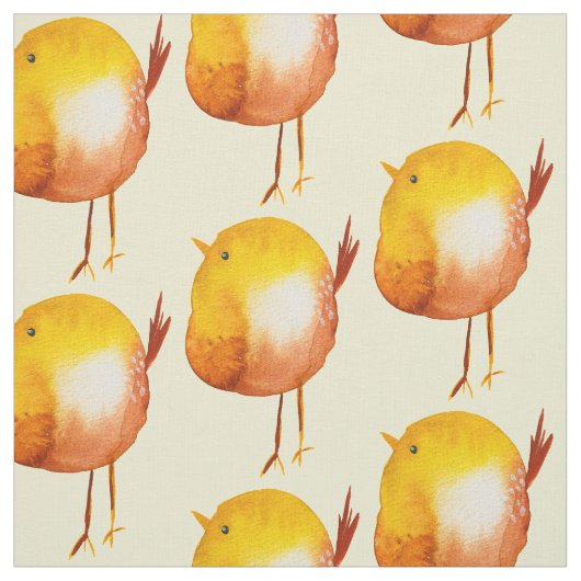 Leuke gele vogel waterverf stof (Swatch)