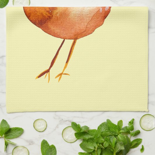 Leuke gele vogel waterverf theedoek (Gevouwen)