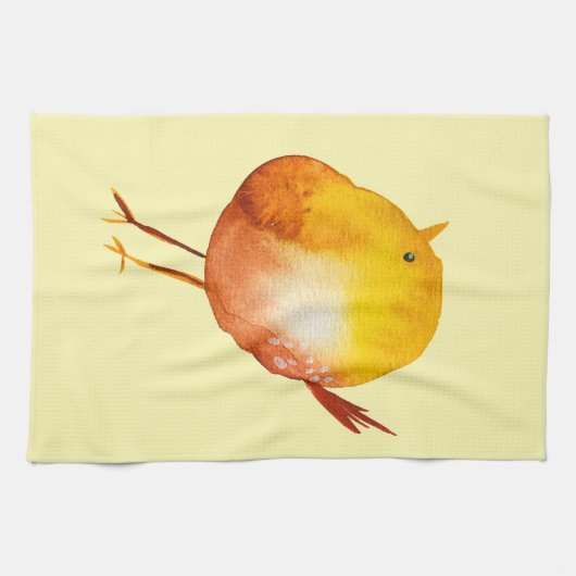 Leuke gele vogel waterverf theedoek (Horizontaal)